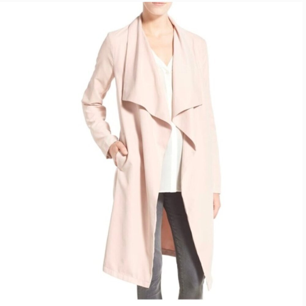 Cupcakes & Cashmere 'Laswell' Blush Draped Open Trench Coat - Size S - Picture 1 of 7